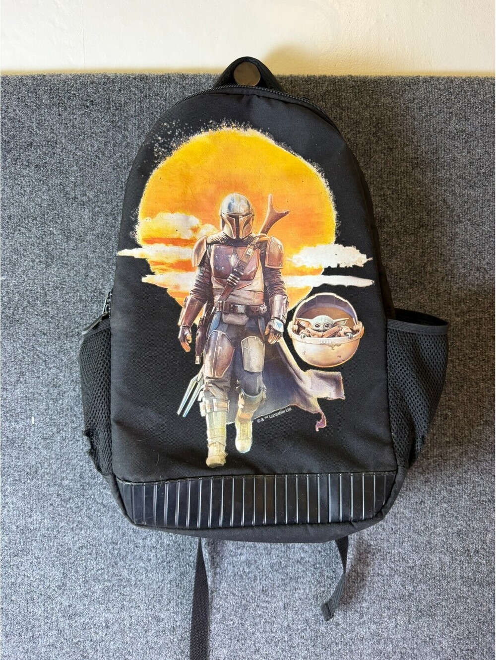 Star Wars The Mandalorian Grogu Backpack Black School Bag Sunset Graphic Mesh